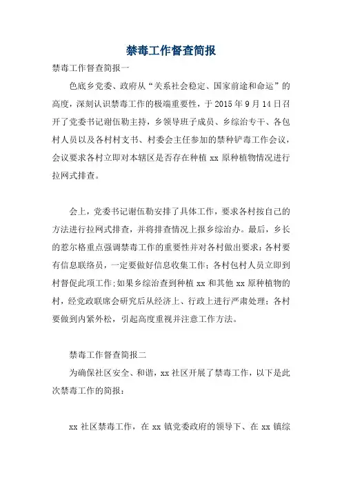 禁毒工作督查简报3篇