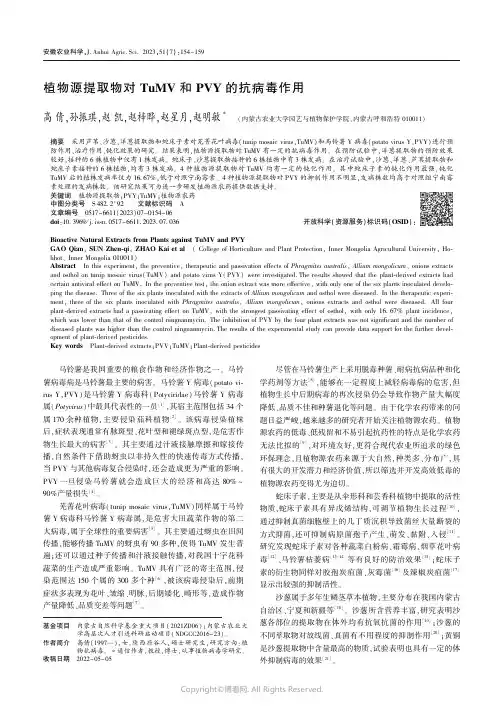 植物源提取物对TuMV_和PVY_的抗病毒作用