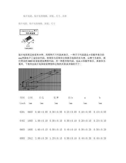 贴片电阻规格封装尺寸_百度文库.