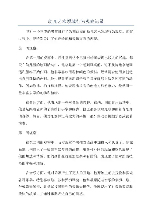 幼儿艺术领域行为观察记录