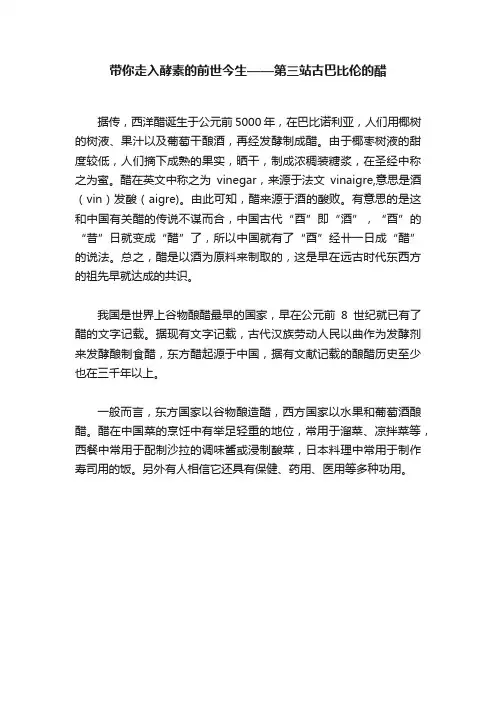带你走入酵素的前世今生——第三站古巴比伦的醋