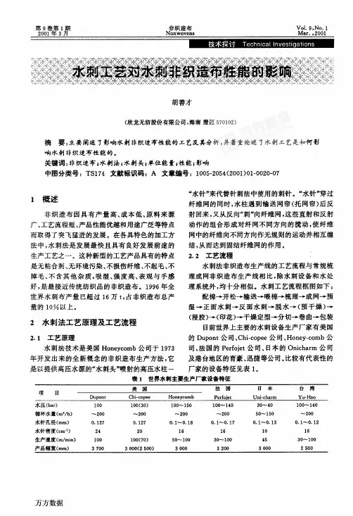 水刺工艺对水刺非织造布性能的影响