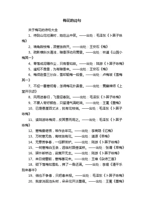 关于梅花的诗句大全