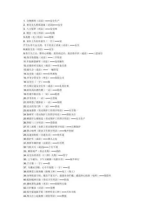 150个安全歇后语