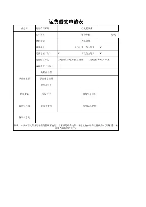 运费借支申请表