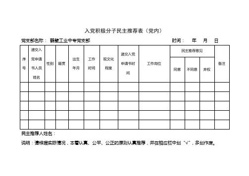 双推双评系列表格