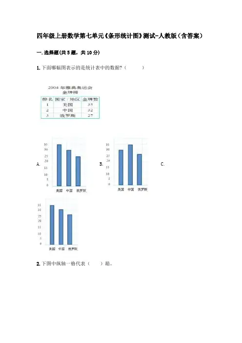 四年级上册数学第七单元《条形统计图》测试-人教版(含答案)
