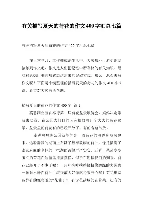 有关描写夏天的荷花的作文400字汇总七篇
