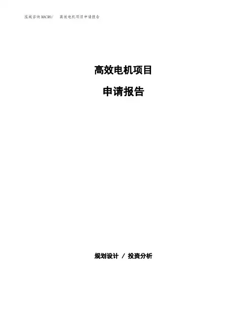 高效电机项目申请报告范本参考(立项申请)