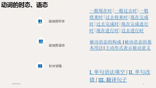高中英语语法  动词的时态、语态(共37张ppt)