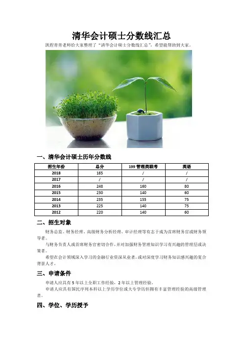 清华会计硕士分数线汇总