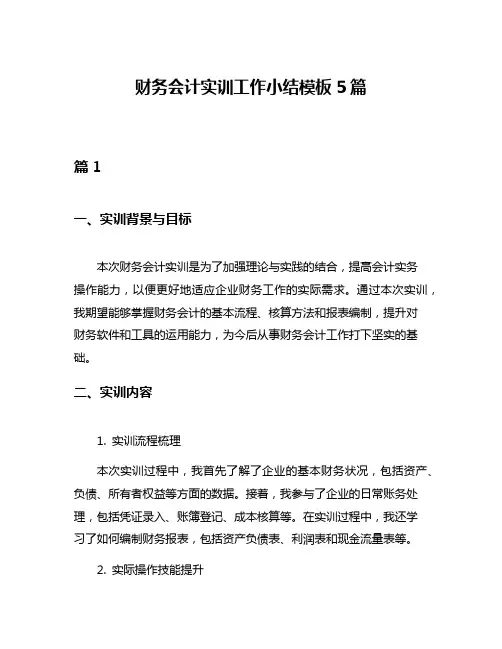 财务会计实训工作小结模板5篇
