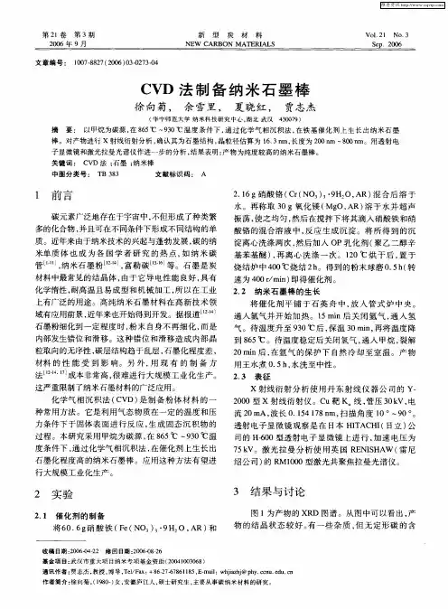 CVD法制备纳米石墨棒