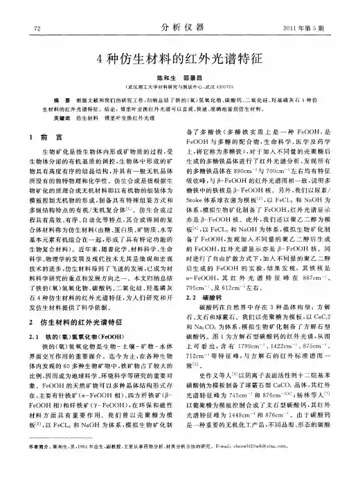 4种仿生材料的红外光谱特征