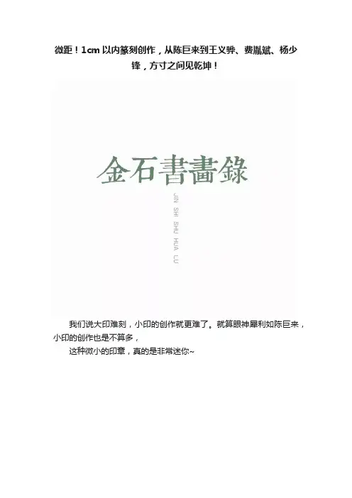 微距！1cm以内篆刻创作，从陈巨来到王义骅、费胤斌、杨少锋，方寸之间见乾坤！