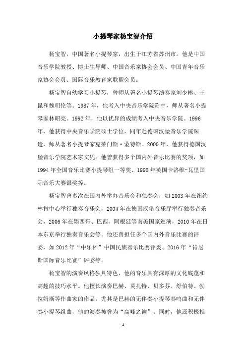 小提琴家杨宝智介绍