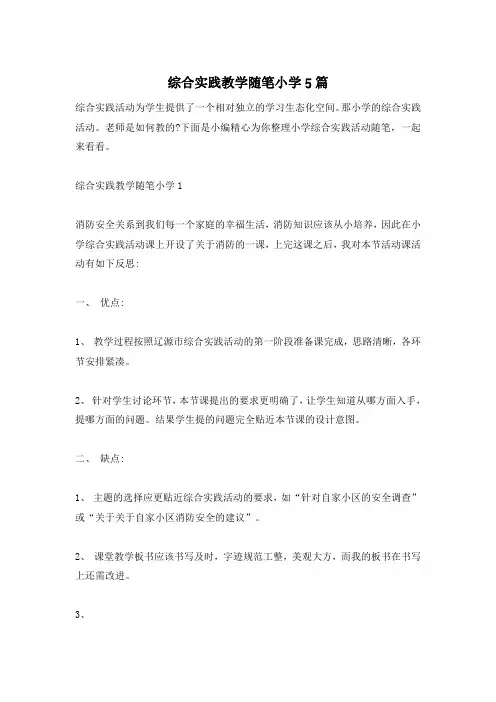 综合实践教学随笔小学5篇