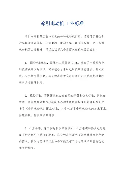 牵引电动机 工业标准