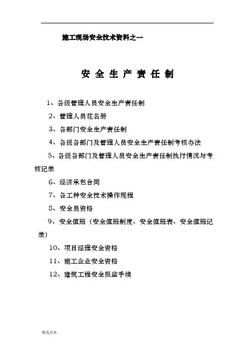 安全十三项资料目录