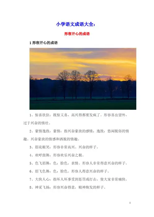 小学语文成语大全：形容开心的成语