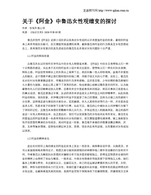 关于《阿金》中鲁迅女性观嬗变的探讨