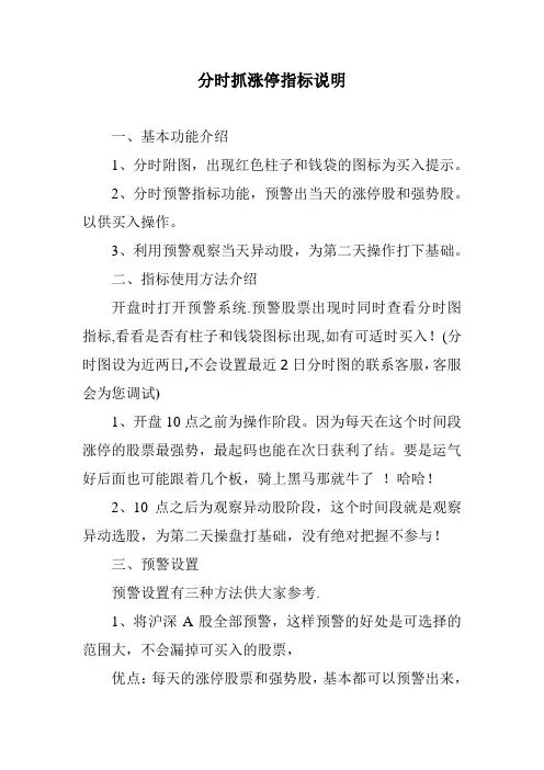分时抓涨停指标说明