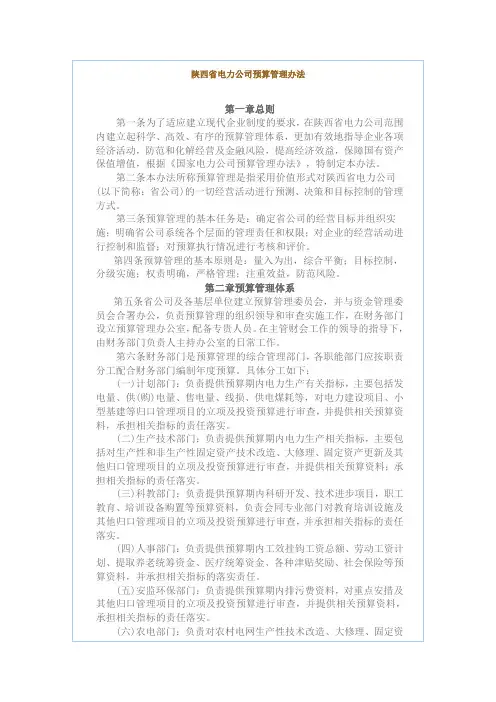 电力公司预算管理办法