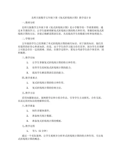 北师大版数学五年级下册《复式折线统计图》教学设计3