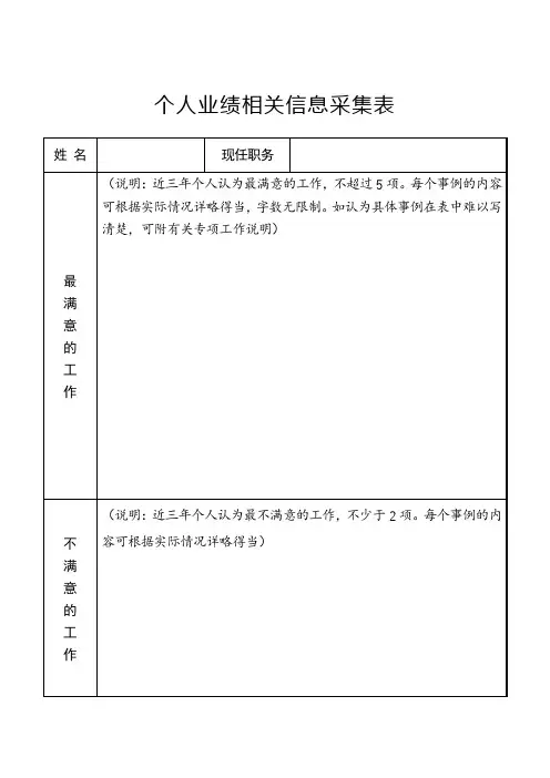 个人业绩相关信息采集表【模板】