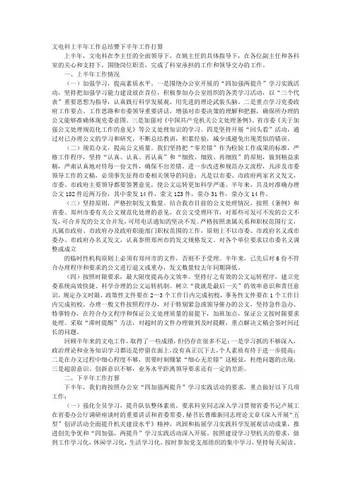 文电科上半年工作总结和下半年工作计划
