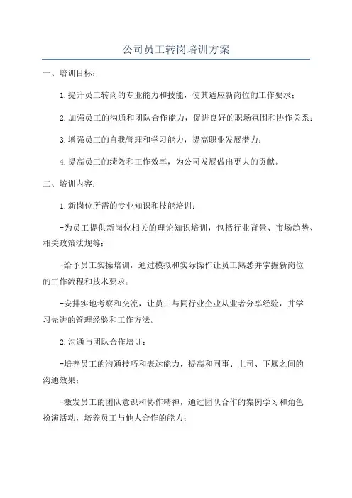 公司员工转岗培训方案