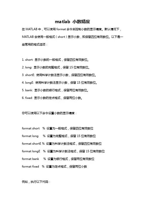 matlab 小数精度