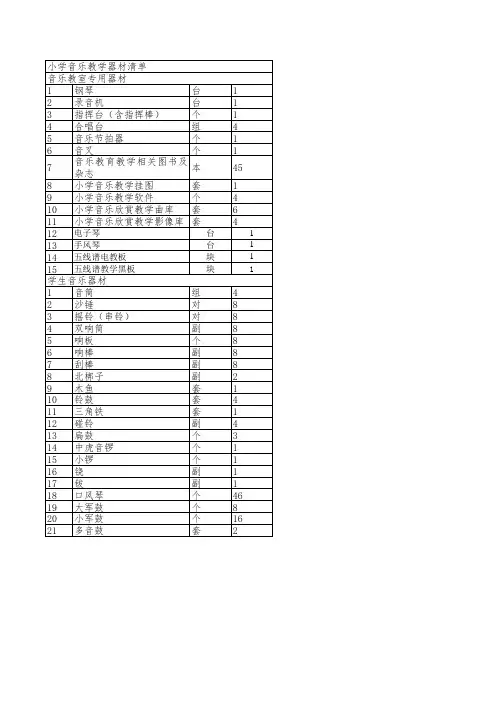 小学音乐教学器材清单