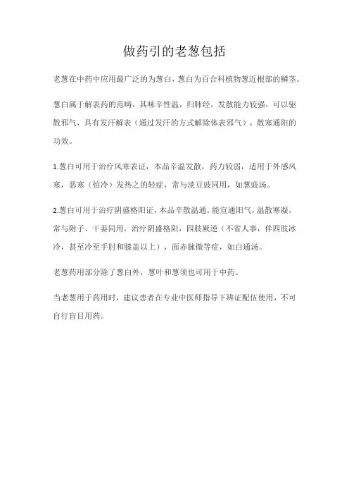 做药引的老葱包括