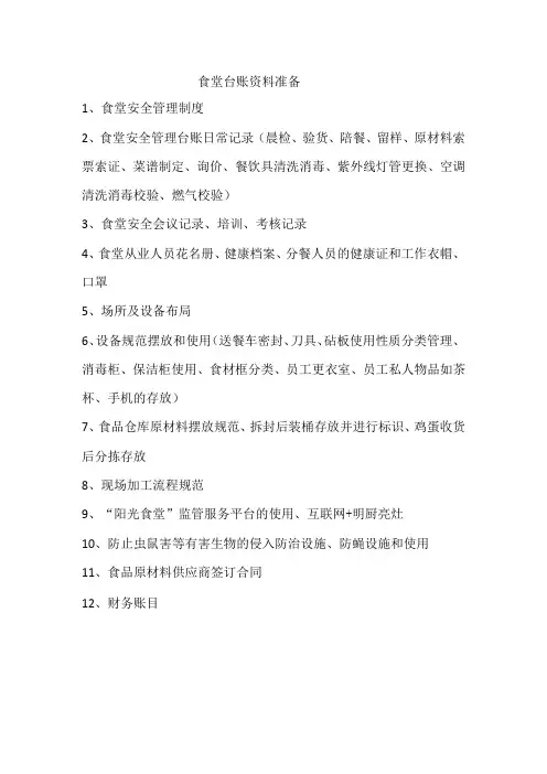 食堂台账资料