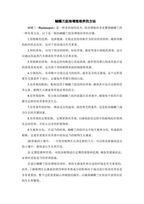 蝴蝶兰组培增殖培养的方法