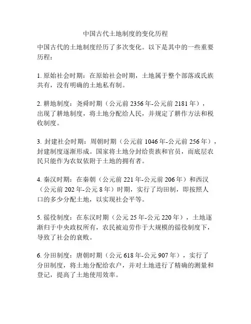 中国古代土地制度的变化历程