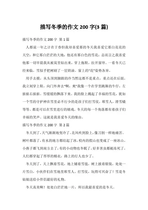 描写冬季的作文200字(3篇)