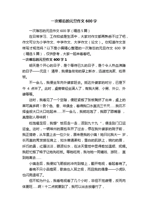 一次难忘的元旦作文600字