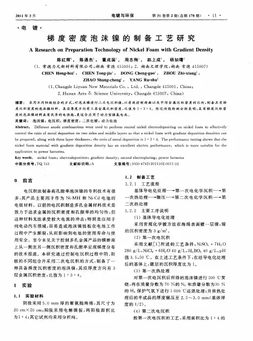 梯度密度泡沫镍的制备工艺研究
