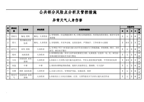 风险点分析及管控措施(公共部分)