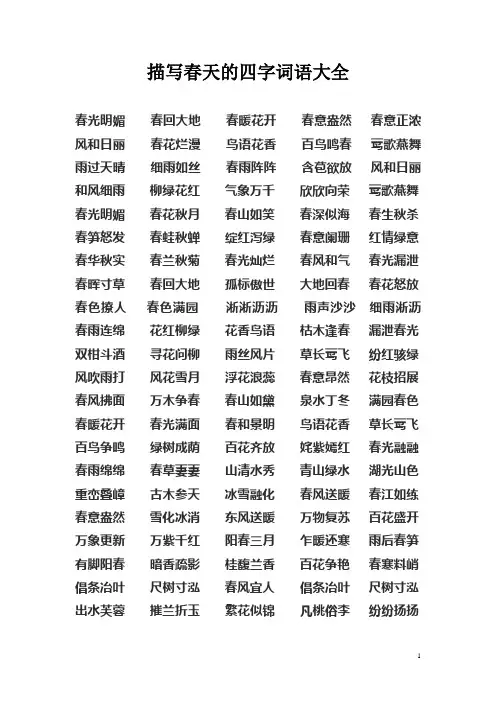 描写春天的四字词语大全