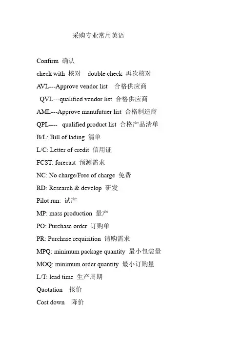 采购常用英语