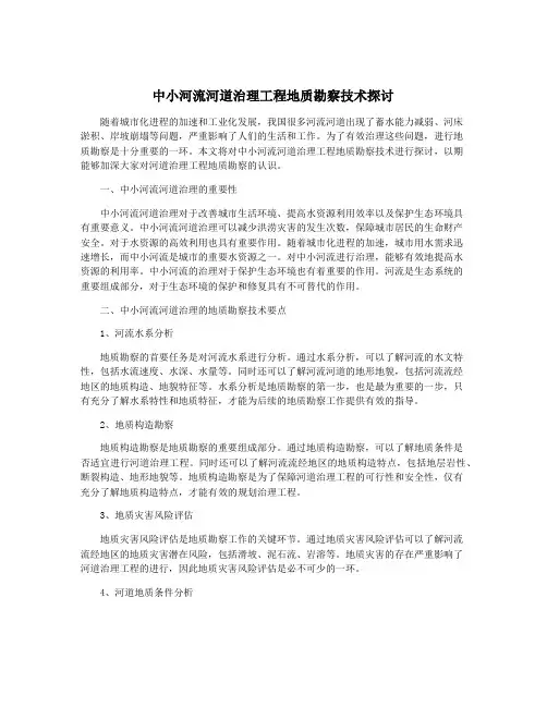 中小河流河道治理工程地质勘察技术探讨