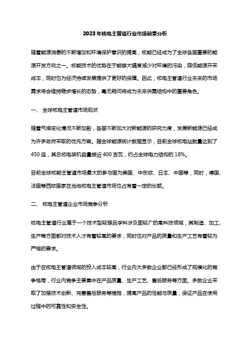 2023年核电主管道行业市场前景分析