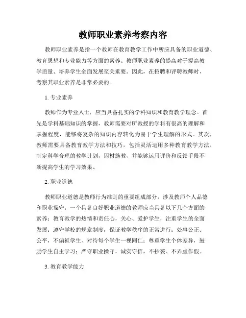 教师职业素养考察内容
