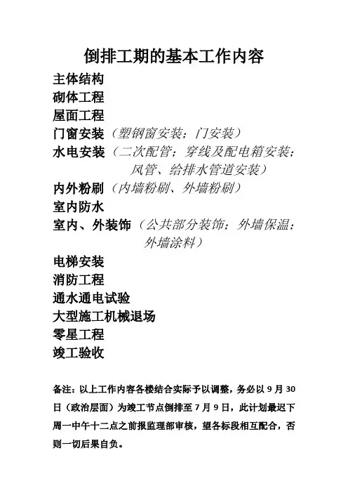 倒排工作计划主要内容