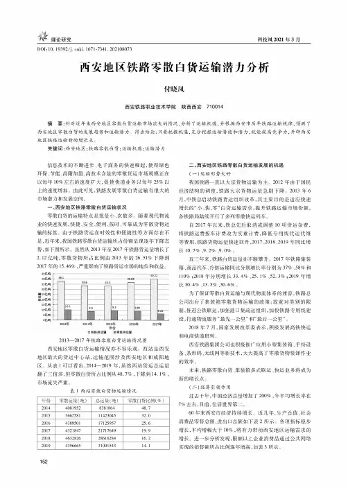 西安地区铁路零散白货运输潜力分析
