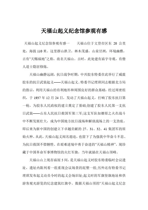 天福山起义纪念馆参观有感