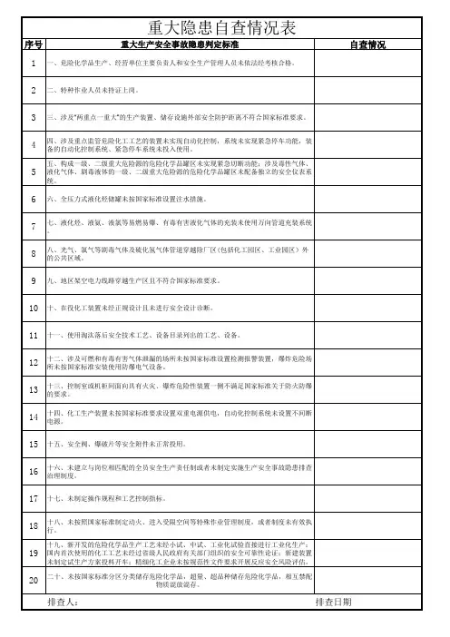主要负责人重大隐患排查表